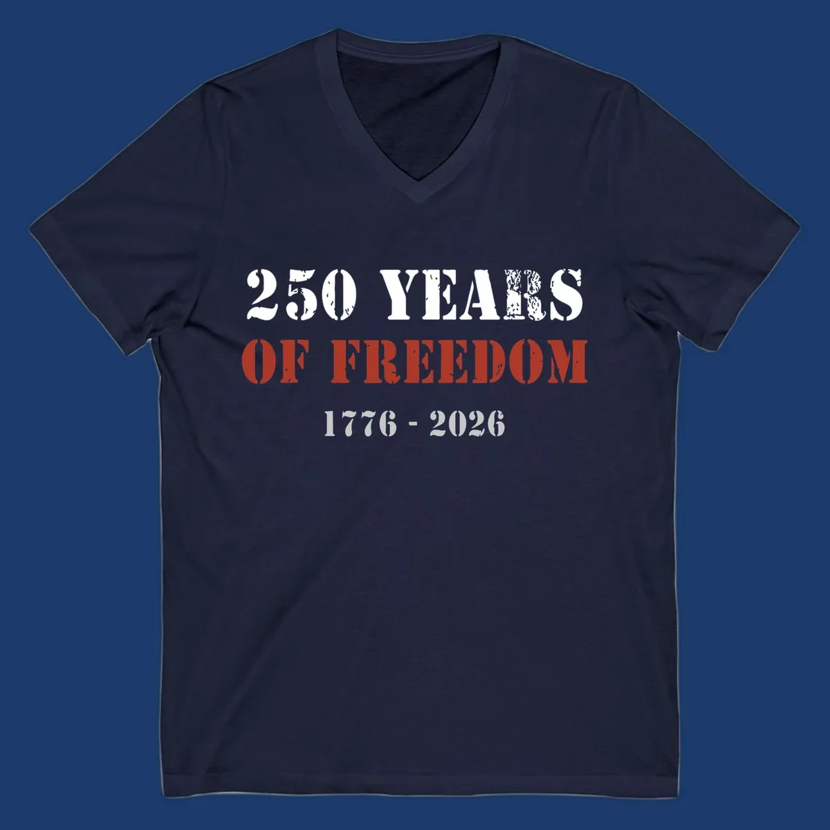 Text design celebrating America's 250 years of freedom with dates 1776-2026.