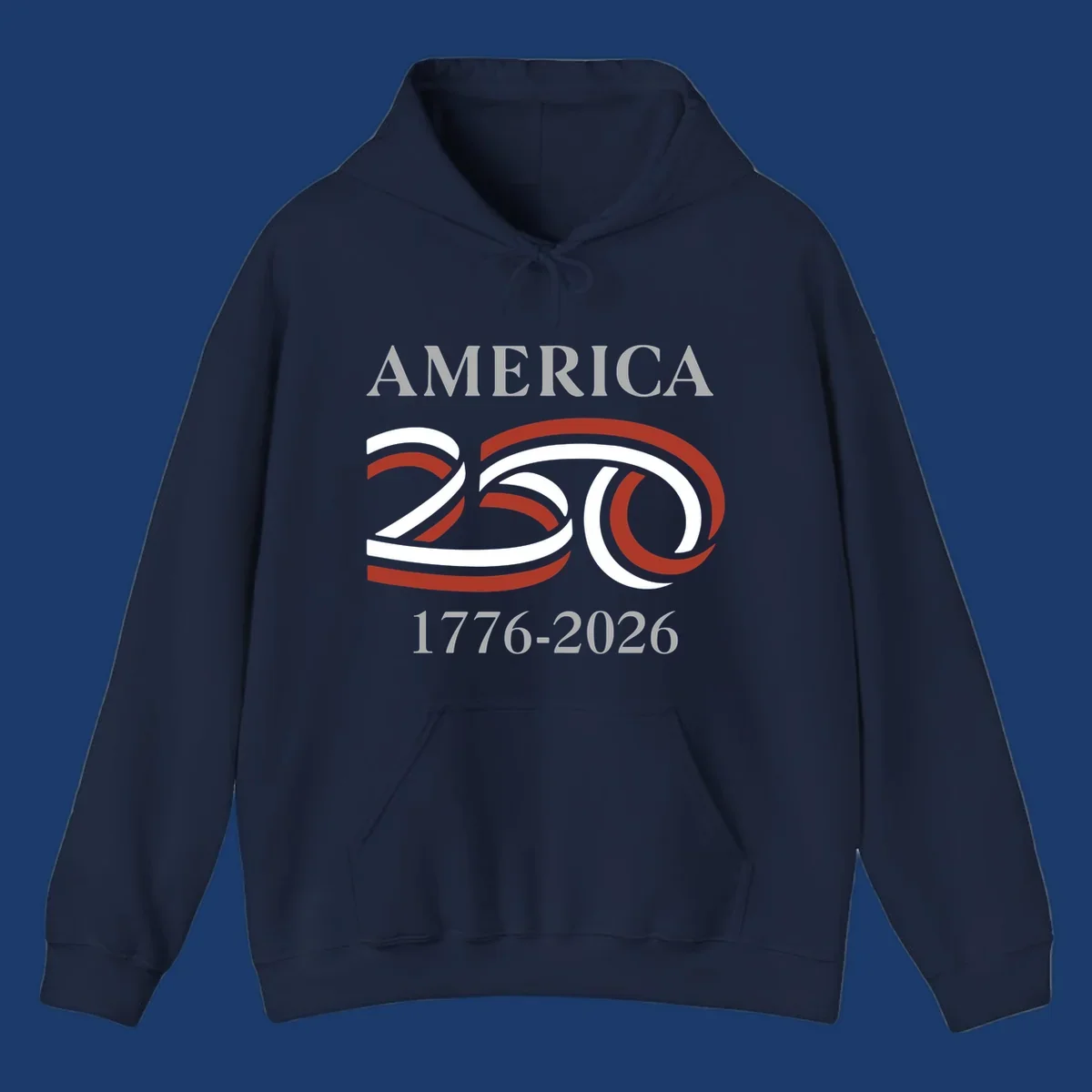 America 250th anniversary design with 'AMERICA 250 1776-2026' text and ribbon graphic.