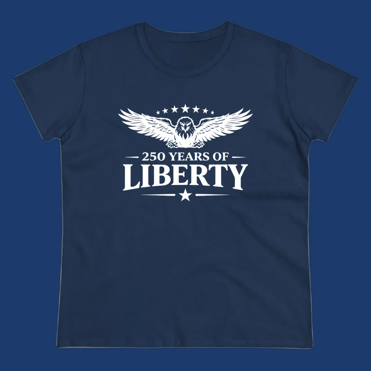 250 years of liberty eagle graphic with stars. Patriotic celebration design.