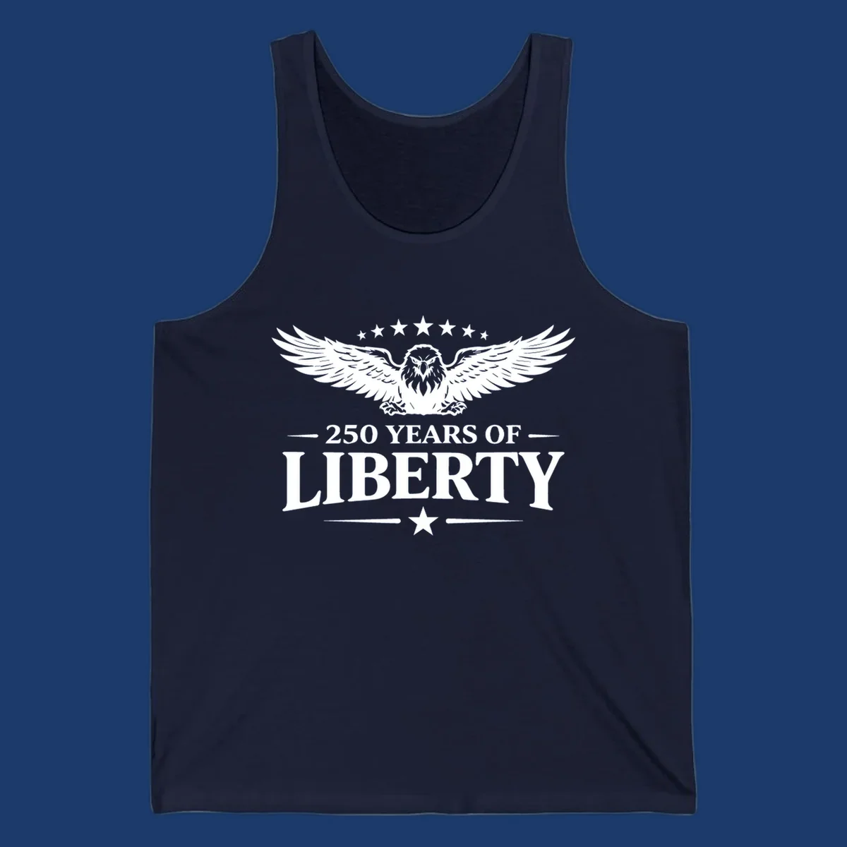 250 years of liberty eagle graphic with stars. Patriotic celebration design.