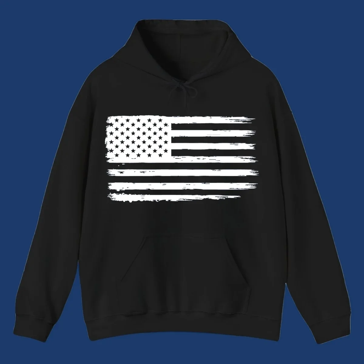 Distressed American flag graphic for bold event merch and party shirts.