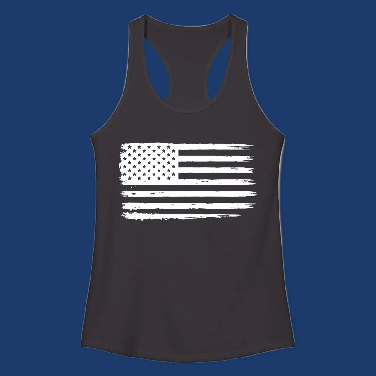 Distressed American flag graphic for bold event merch and party shirts.