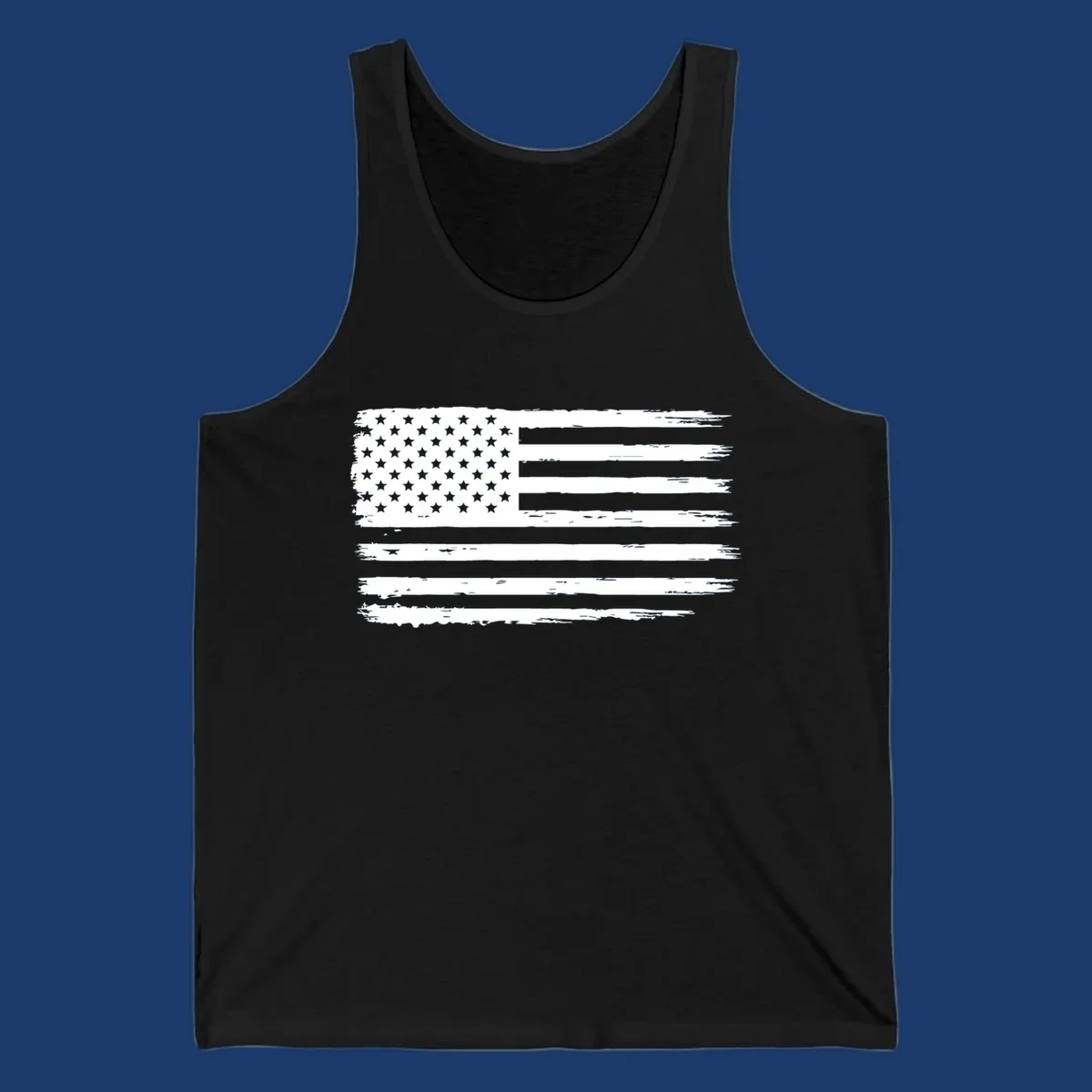 Distressed American flag graphic for bold event merch and party shirts.