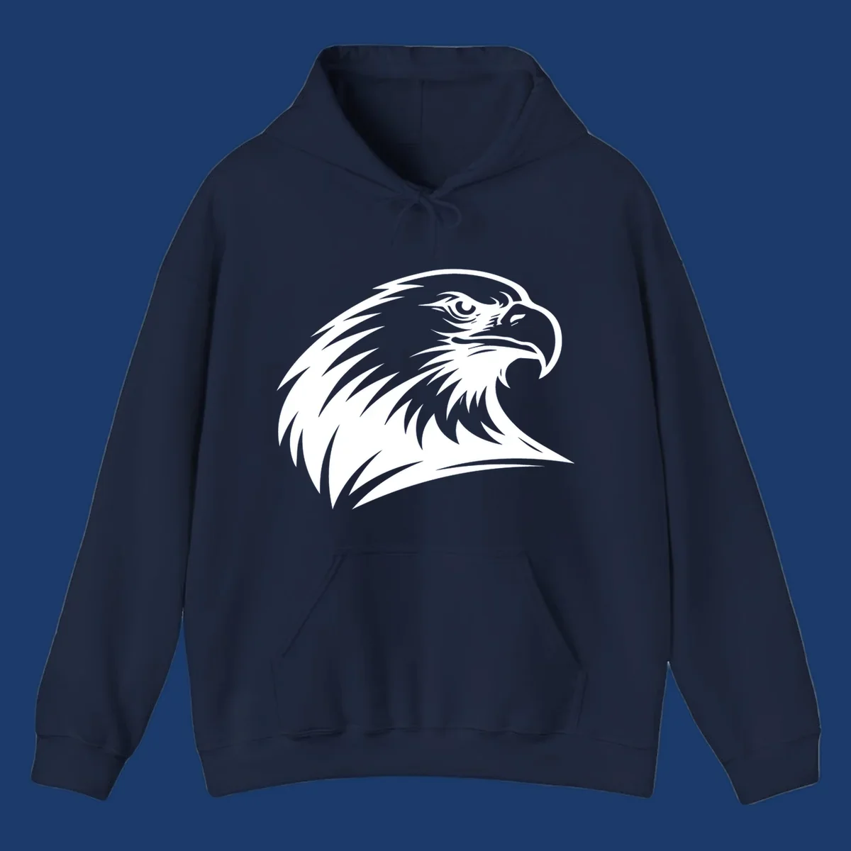 Bold illustration of an american eagle head in profile, representing american eagle spirit.