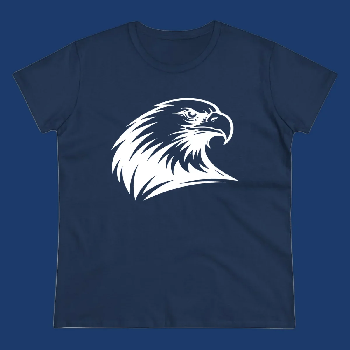 Bold illustration of an american eagle head in profile, representing american eagle spirit.