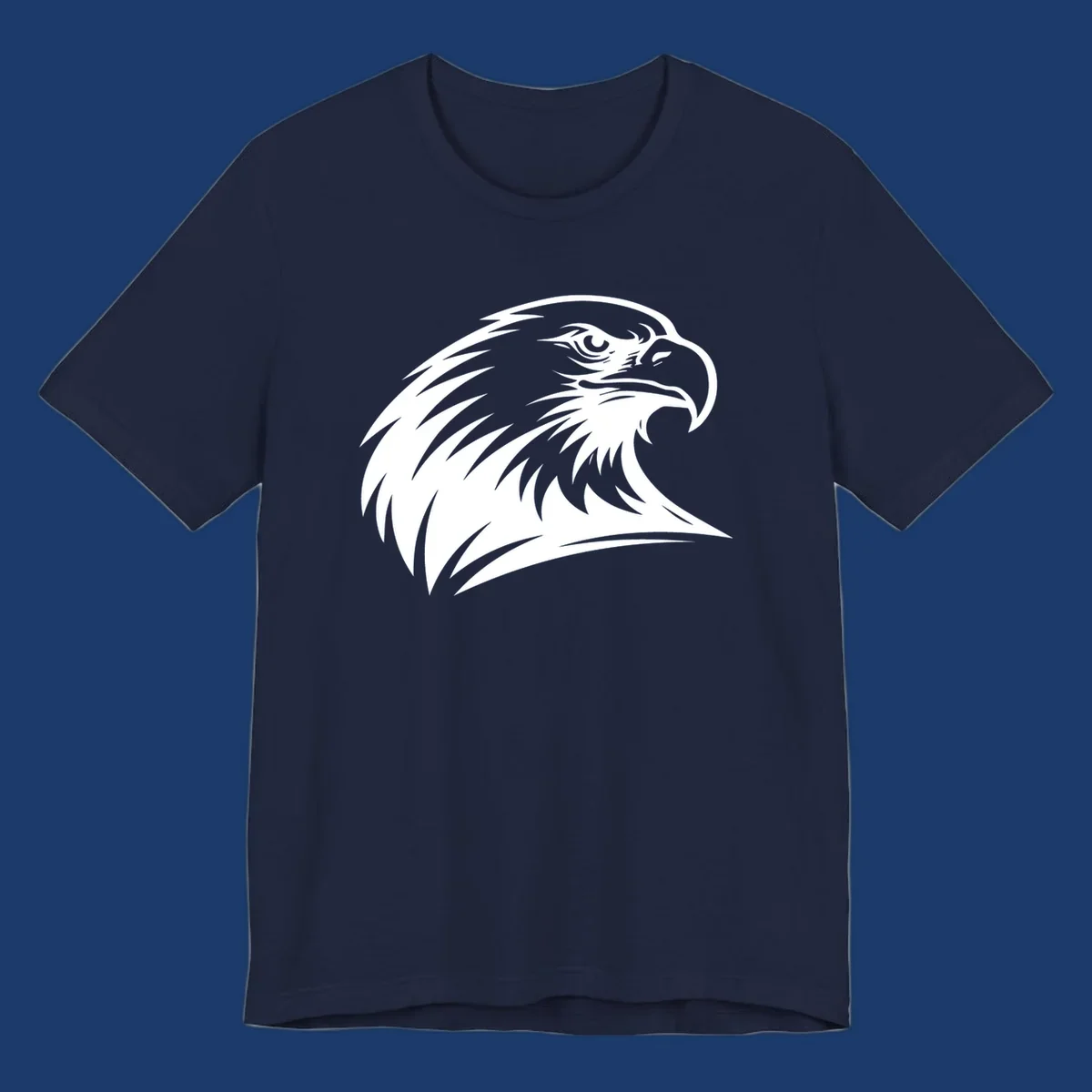Bold illustration of an american eagle head in profile, representing american eagle spirit.