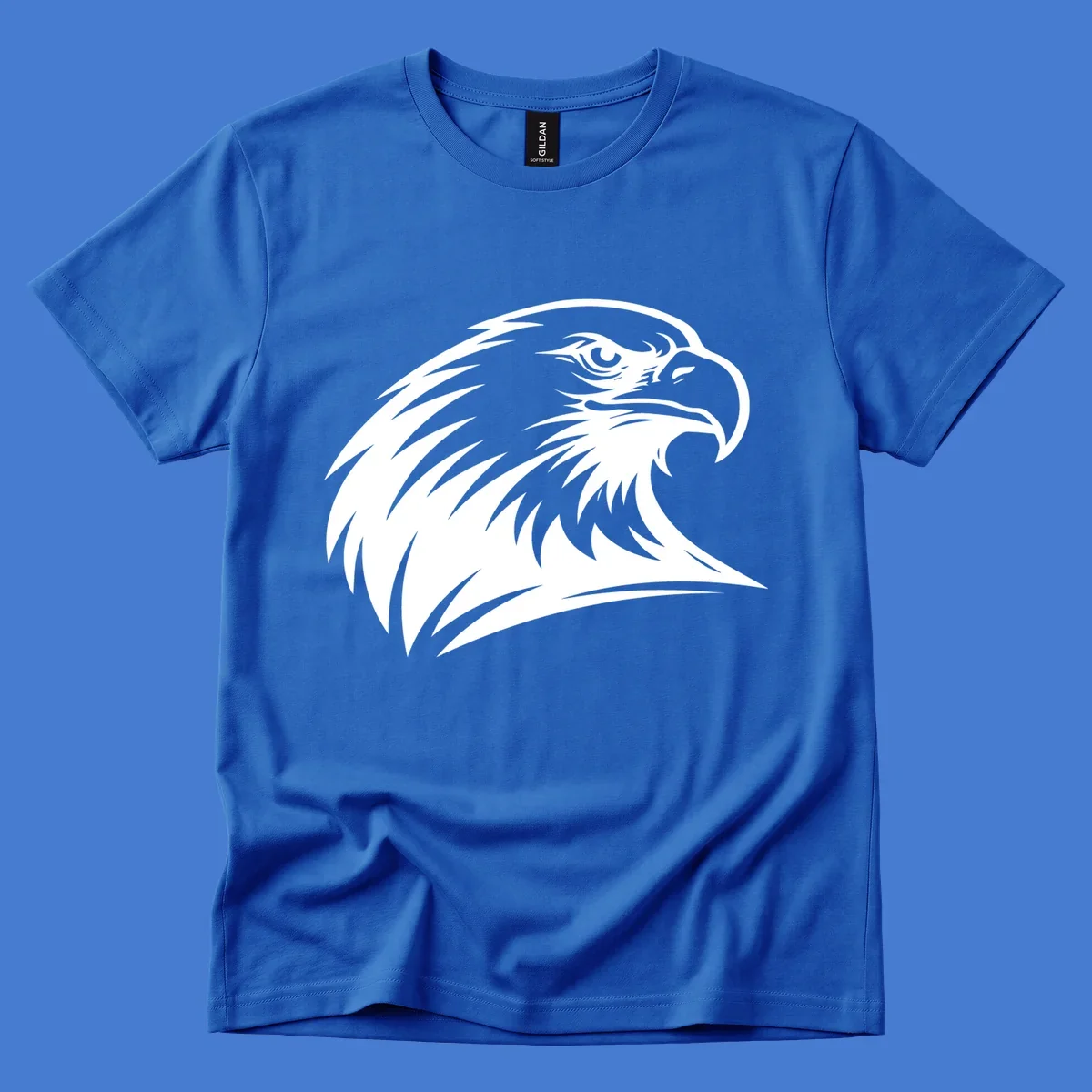 Bold illustration of an american eagle head in profile, representing american eagle spirit.
