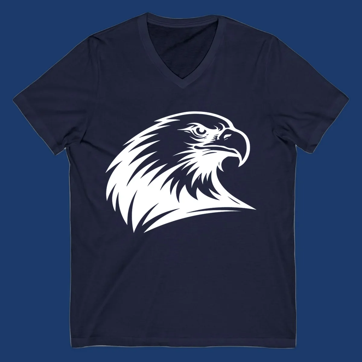 Bold illustration of an american eagle head in profile, representing american eagle spirit.