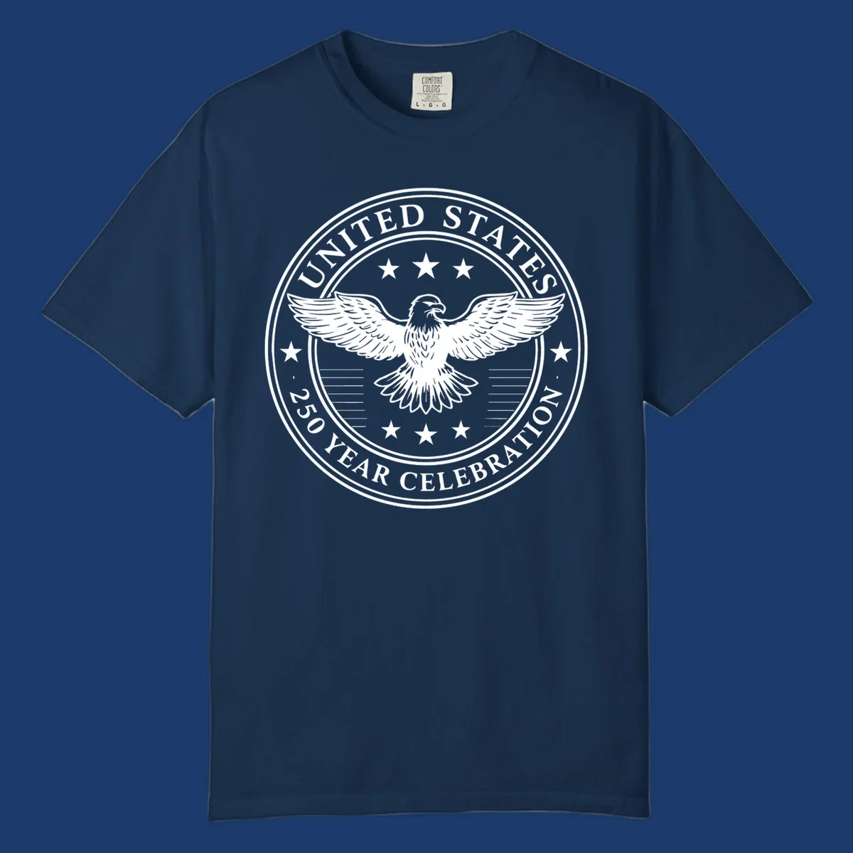 America 250th anniversary emblem featuring an eagle and text.