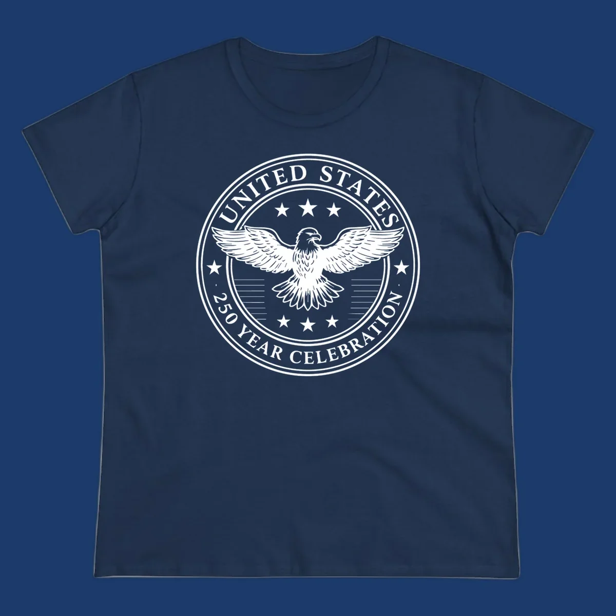 America 250th anniversary emblem featuring an eagle and text.