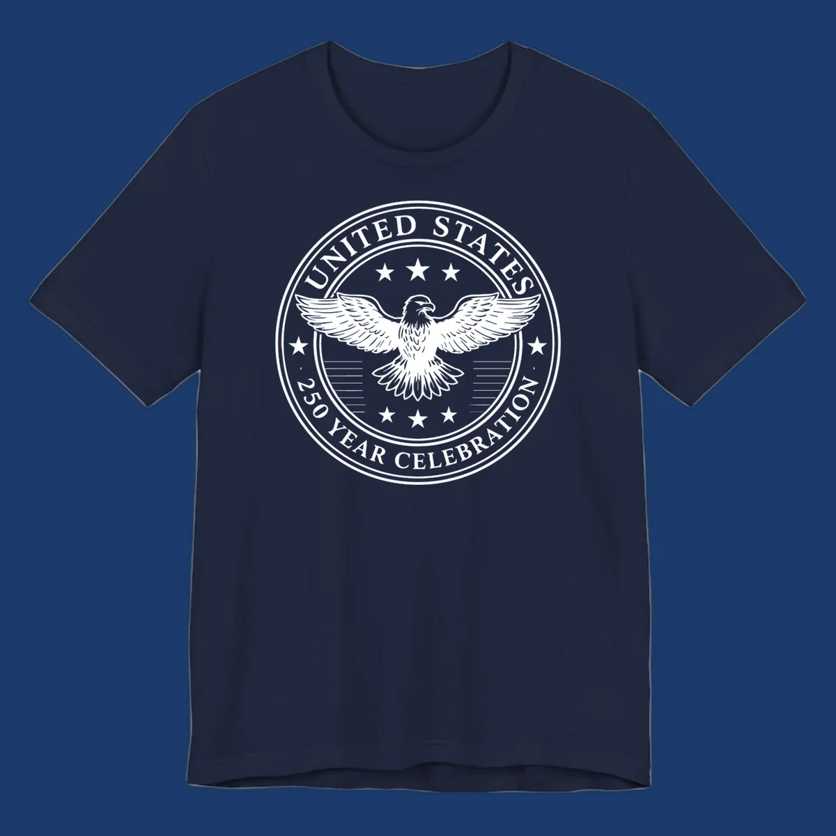 America 250th anniversary emblem featuring an eagle and text.