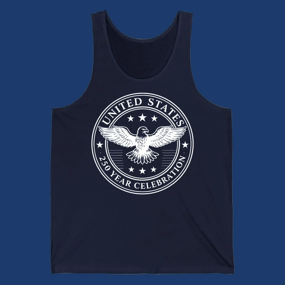 America 250th anniversary emblem featuring an eagle and text.