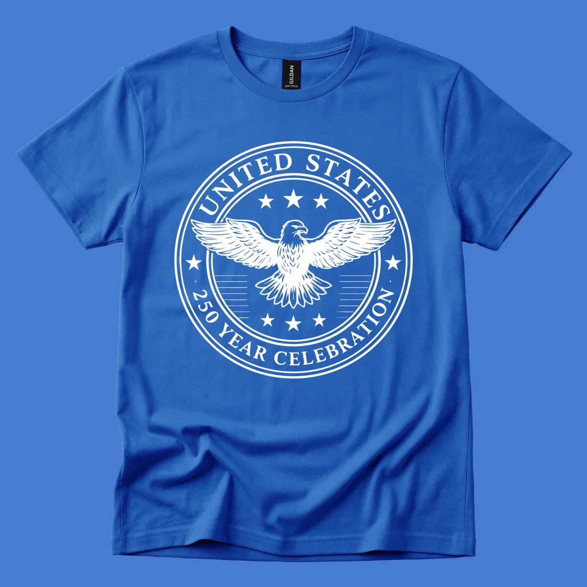 America 250th anniversary emblem featuring an eagle and text.