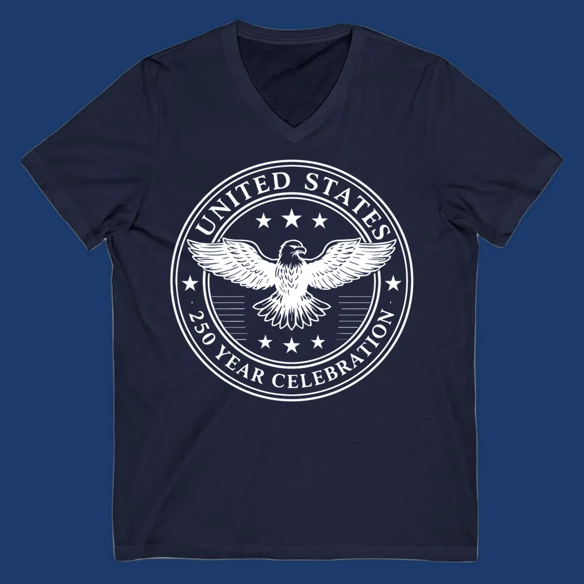 America 250th anniversary emblem featuring an eagle and text.