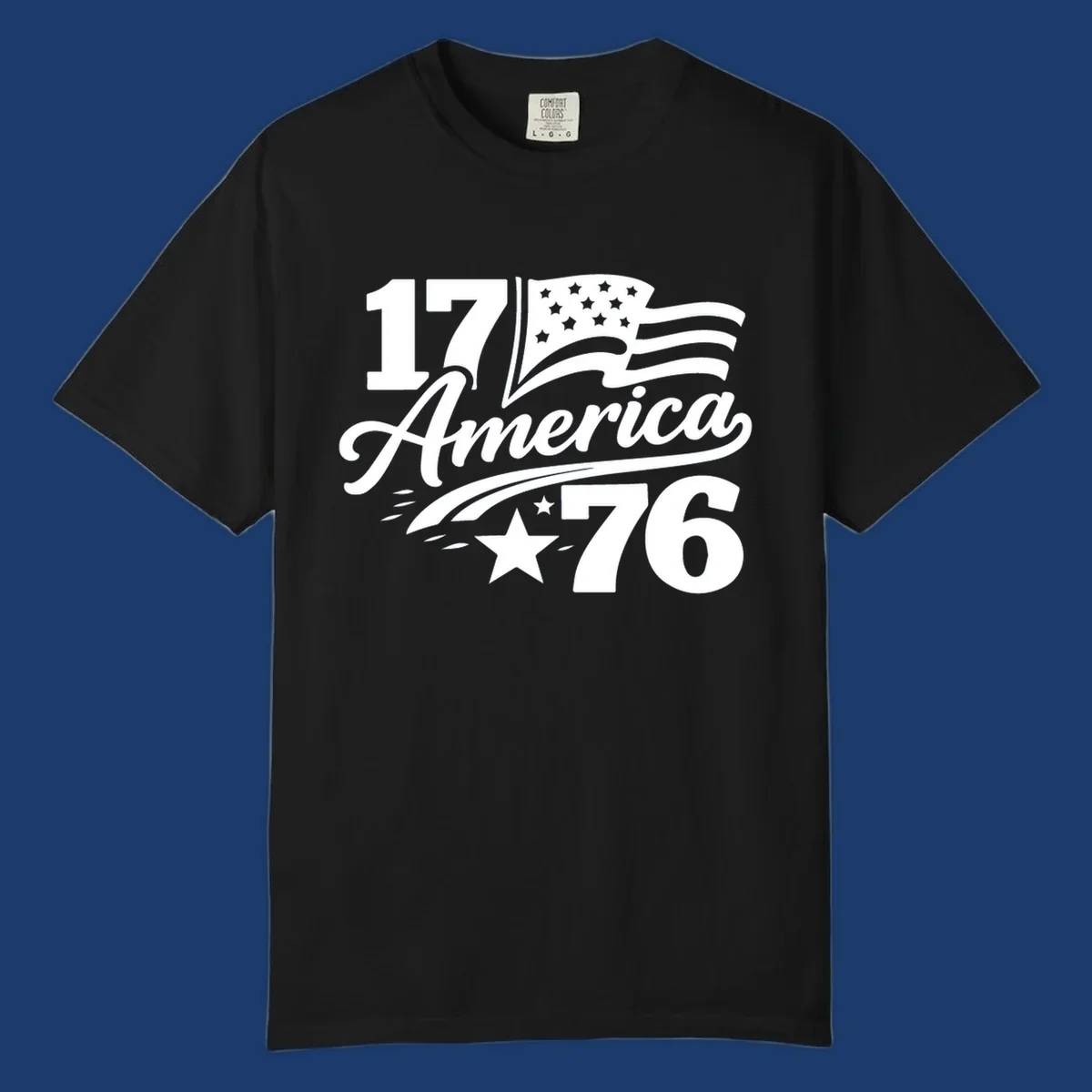 America 250th Anniversary bold text design with American flag and star.