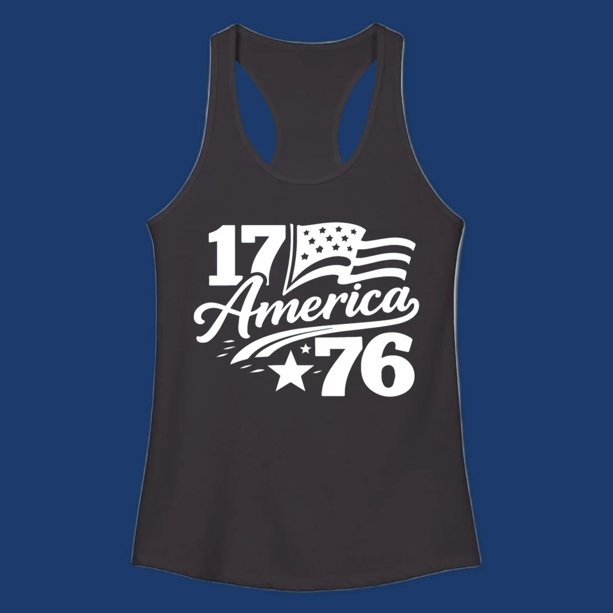 America 250th Anniversary bold text design with American flag and star.