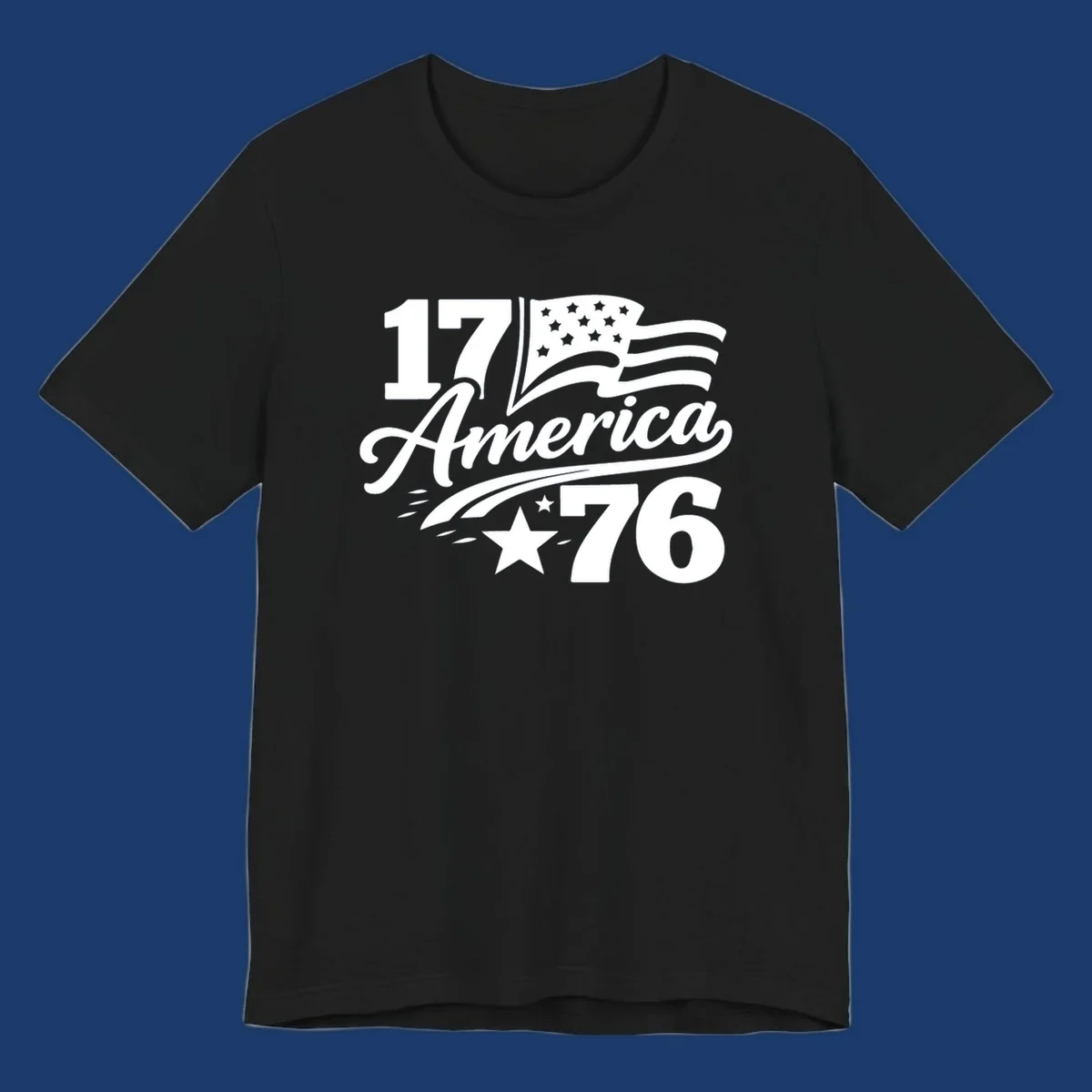 America 250th Anniversary bold text design with American flag and star.