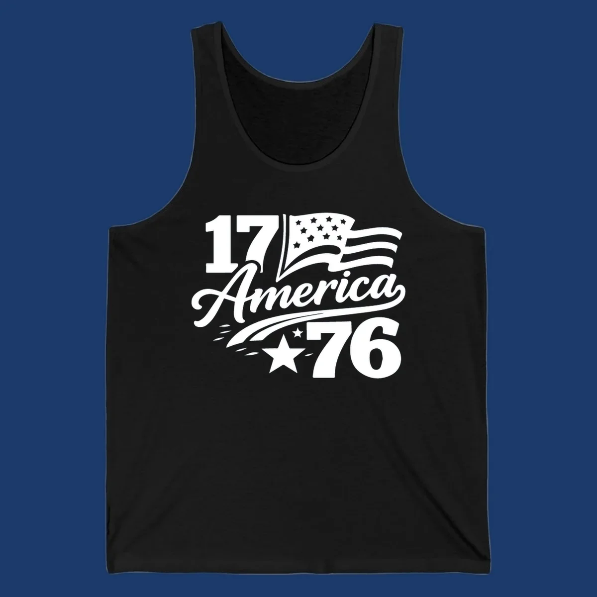 America 250th Anniversary bold text design with American flag and star.