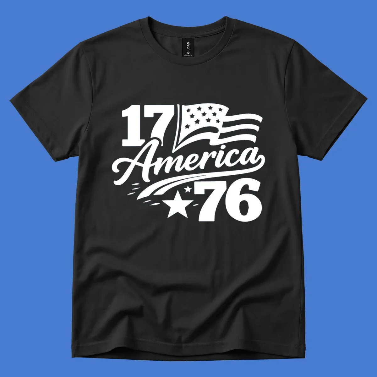 America 250th Anniversary bold text design with American flag and star.