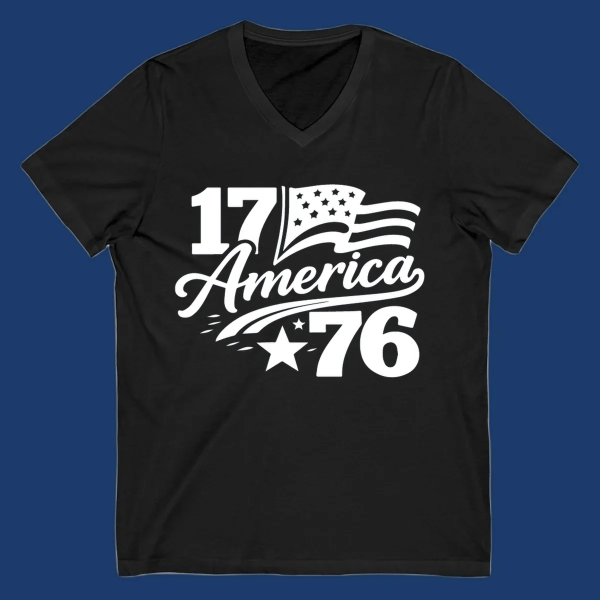 America 250th Anniversary bold text design with American flag and star.