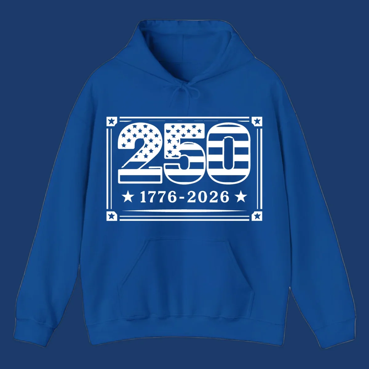 America 250th anniversary design with flag elements and dates 1776-2026.