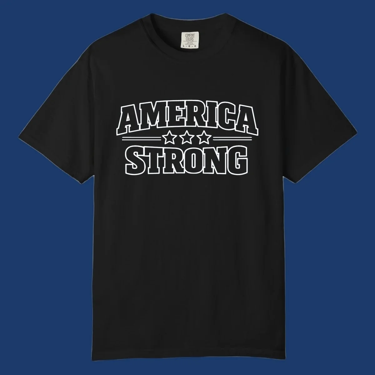 America Strong typography with stars, patriotic celebration design.