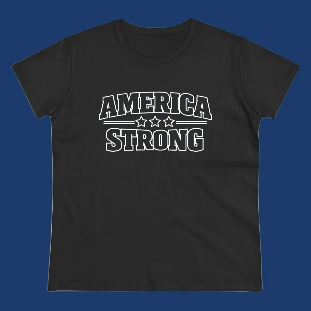America Strong typography with stars, patriotic celebration design.