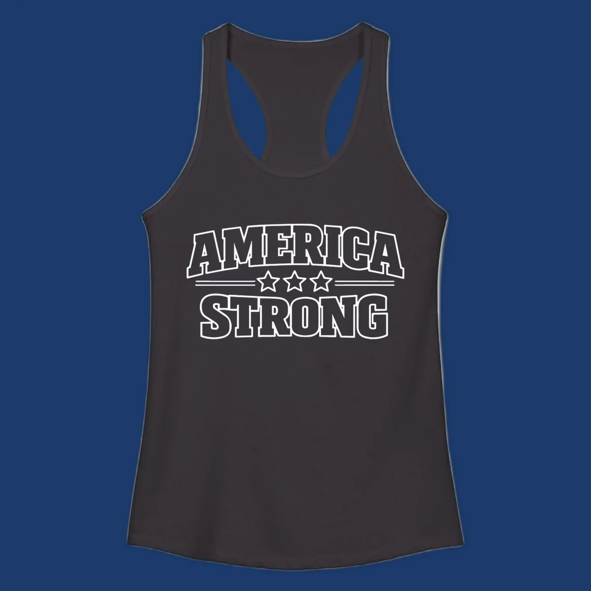 America Strong typography with stars, patriotic celebration design.