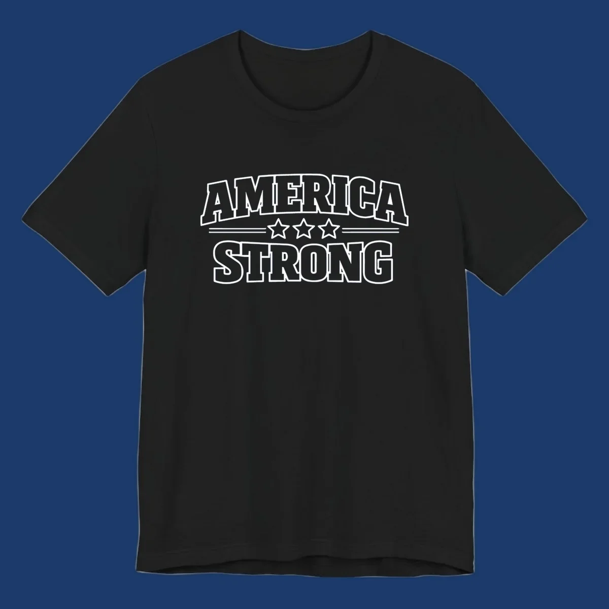 America Strong typography with stars, patriotic celebration design.