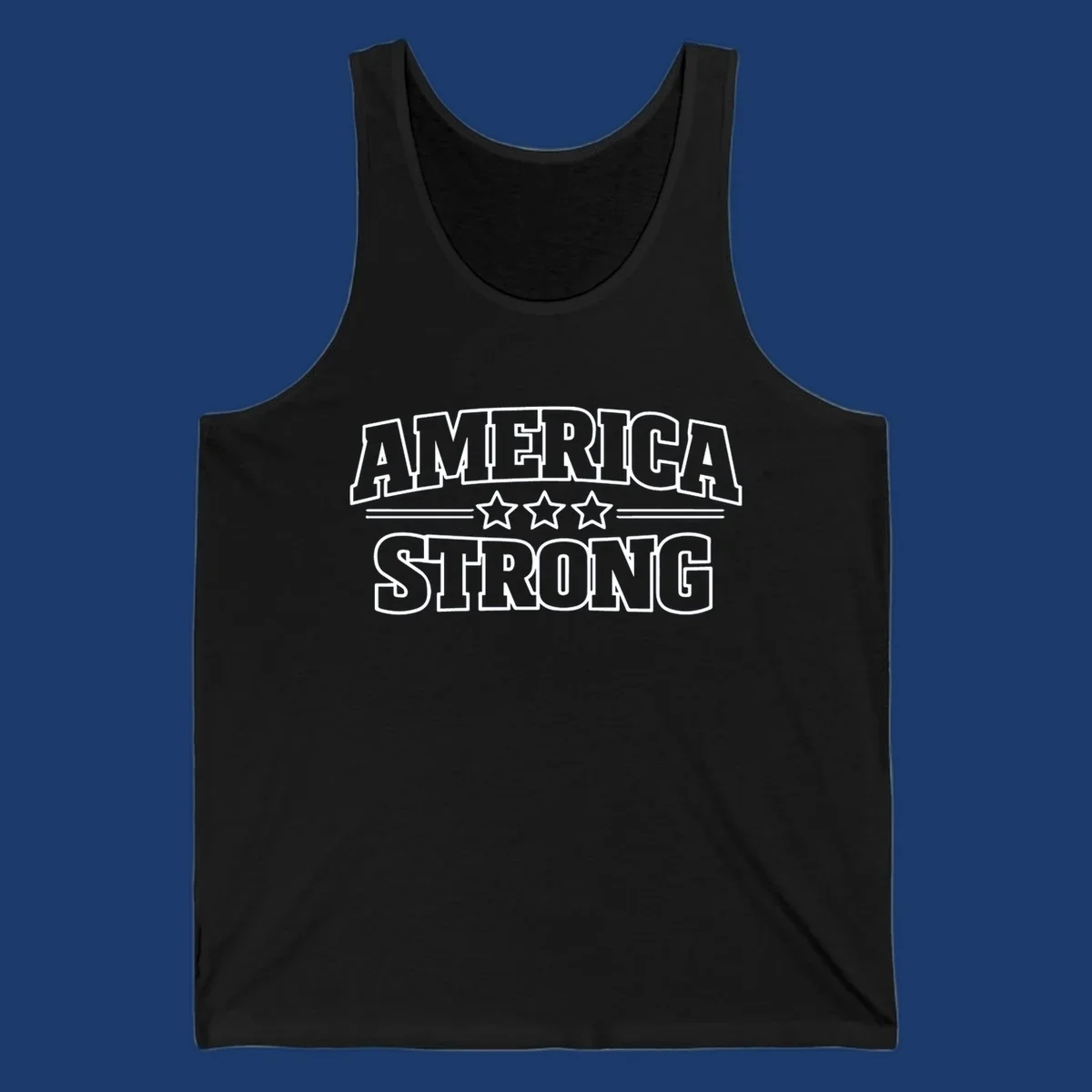America Strong typography with stars, patriotic celebration design.