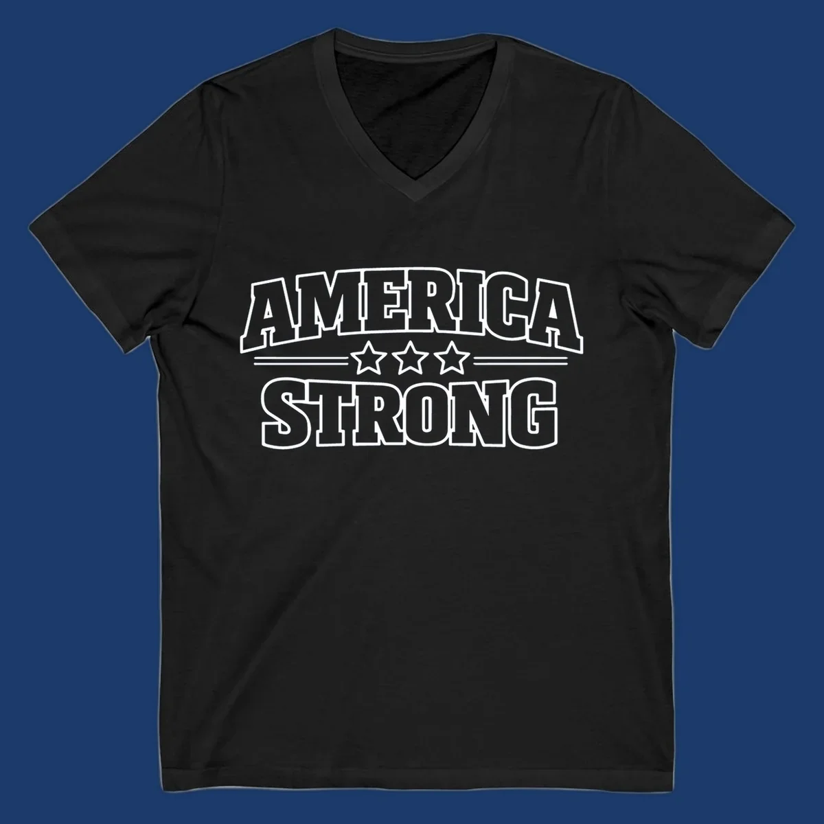 America Strong typography with stars, patriotic celebration design.