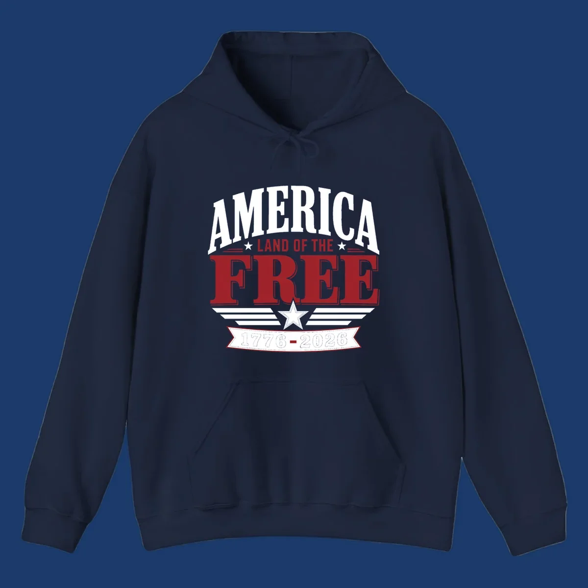 America 250th anniversary typography with stars and stripes.