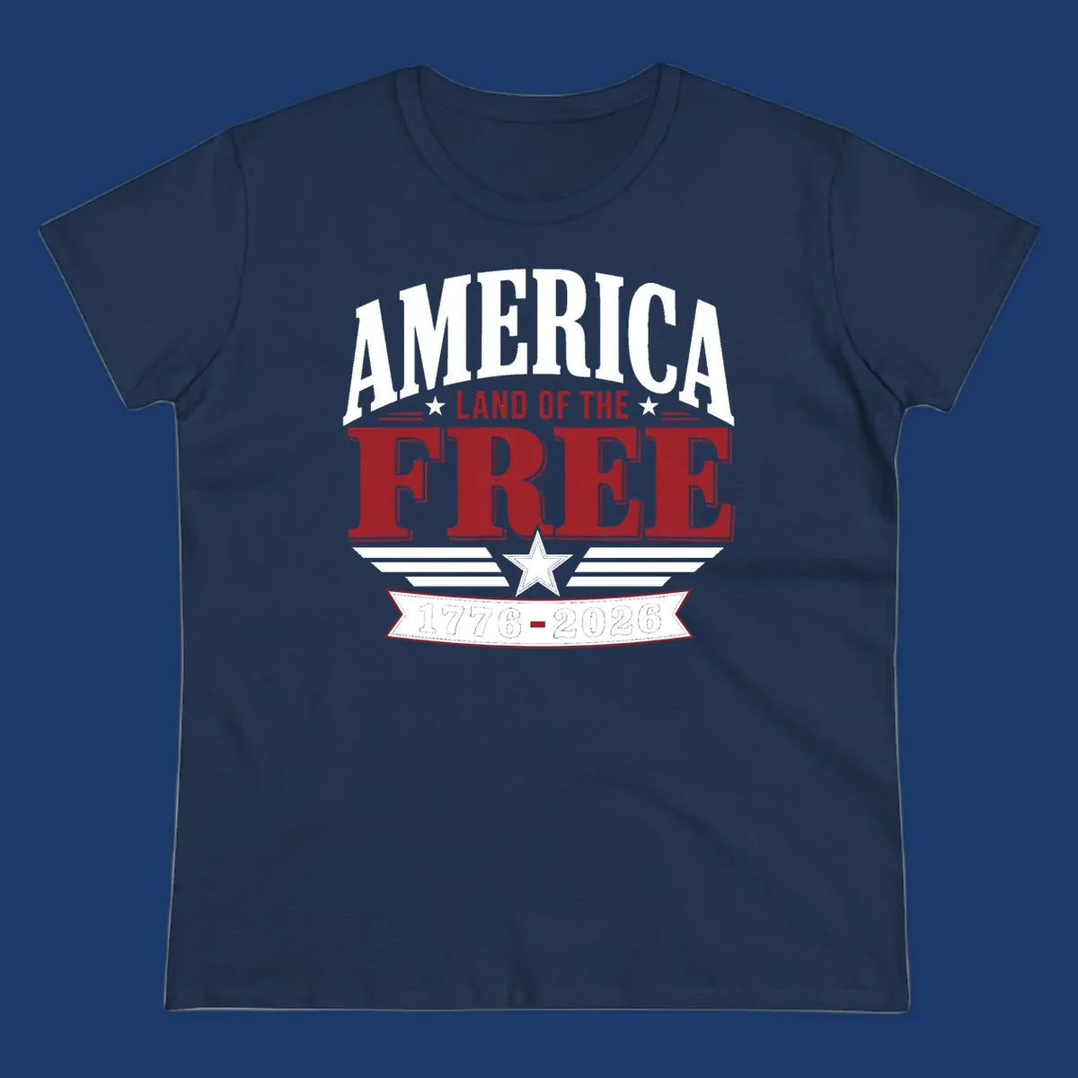 America 250th anniversary typography with stars and stripes.