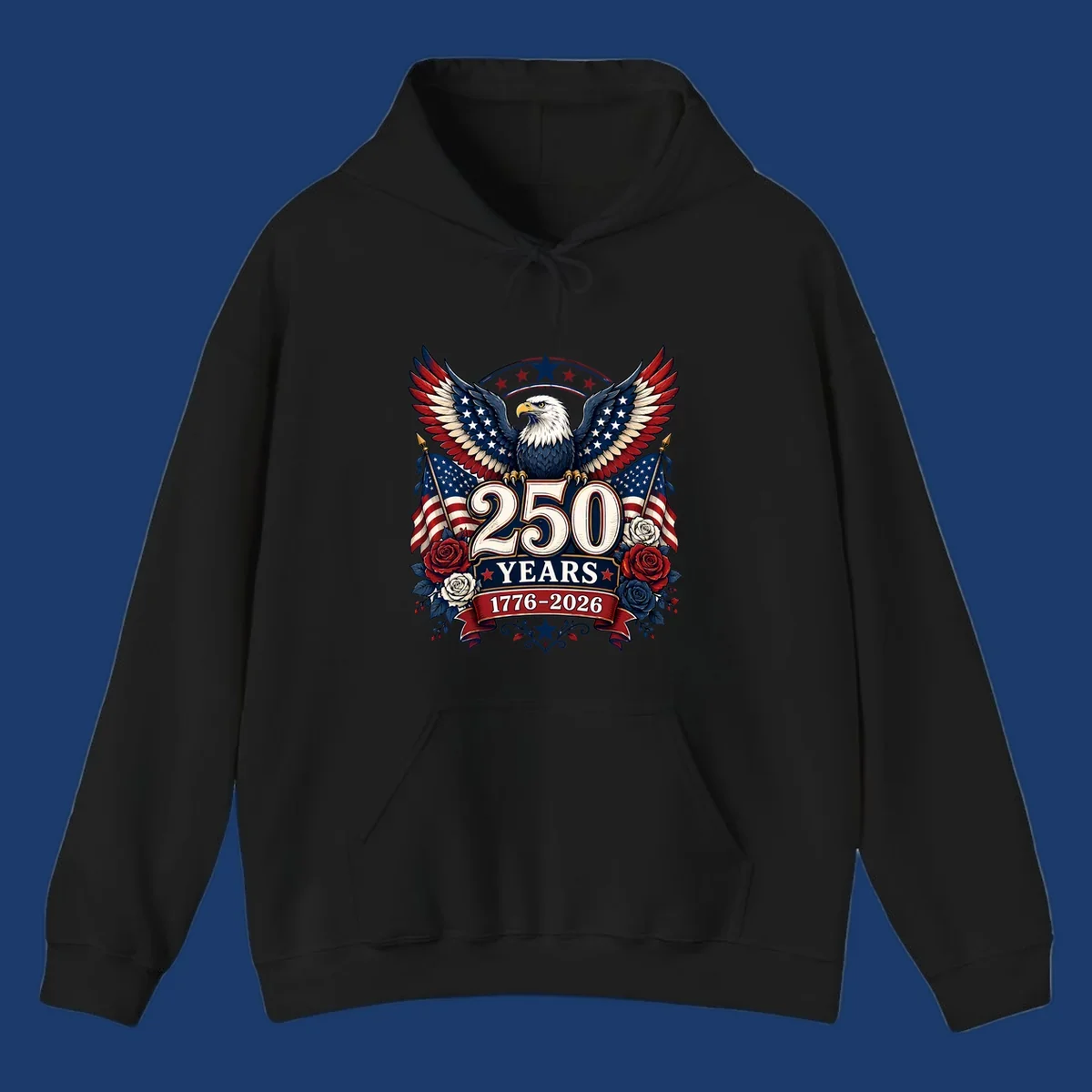 America 250 years eagle and roses patriotic celebration design.