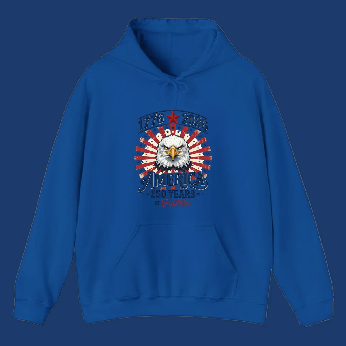 America 250 Years Of Freedom eagle patriotic design with text 1776 2026.