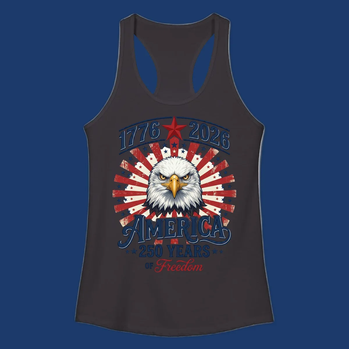 America 250 Years Of Freedom eagle patriotic design with text 1776 2026.
