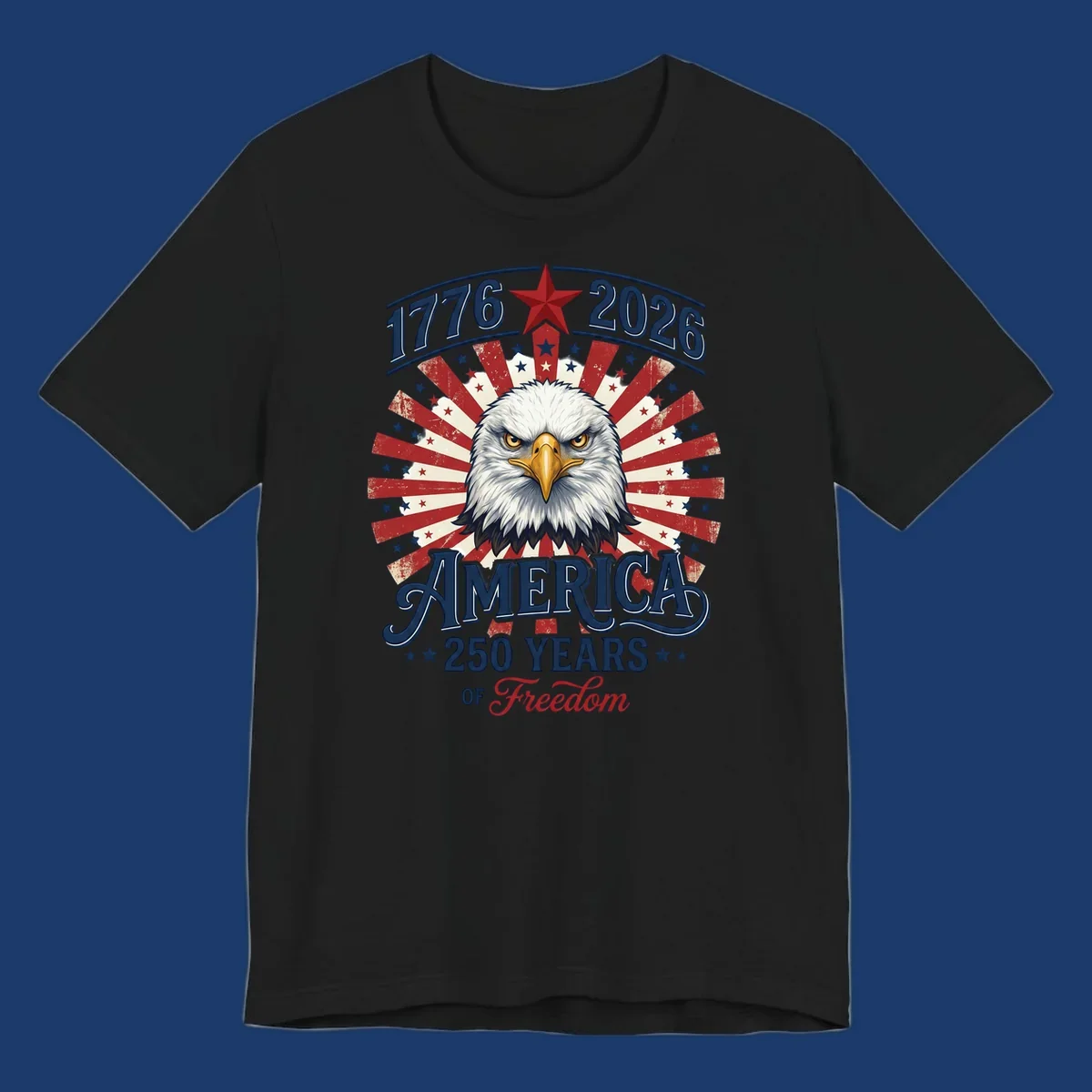 America 250 Years Of Freedom eagle patriotic design with text 1776 2026.