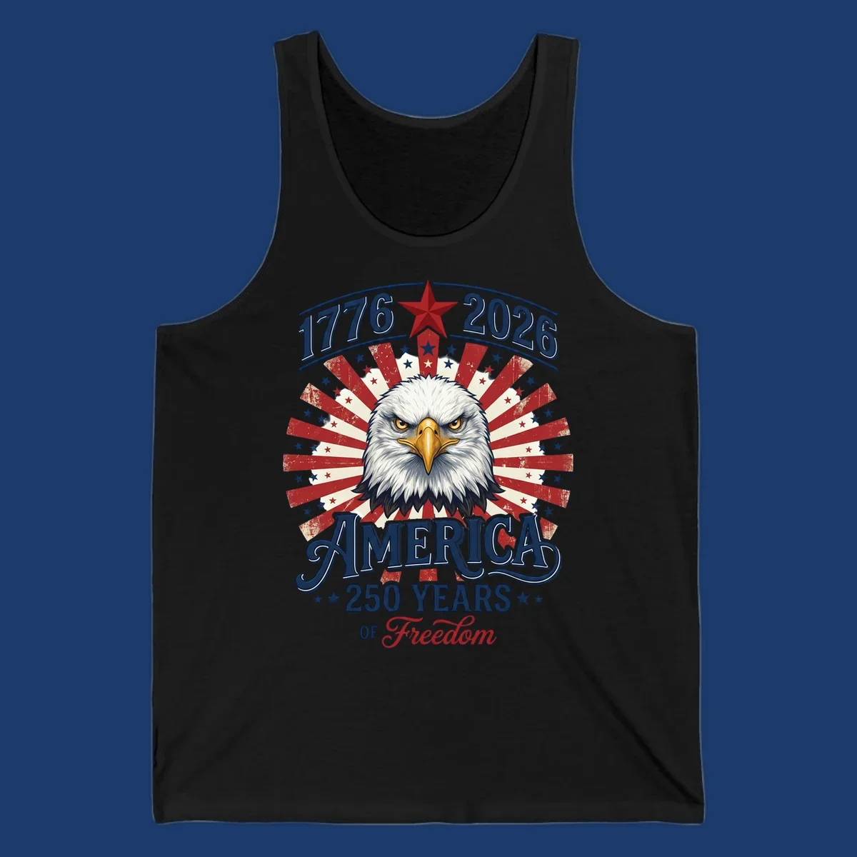 America 250 Years Of Freedom eagle patriotic design with text 1776 2026.