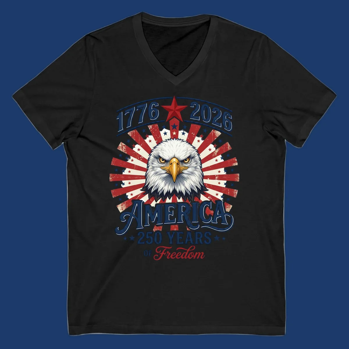 America 250 Years Of Freedom eagle patriotic design with text 1776 2026.