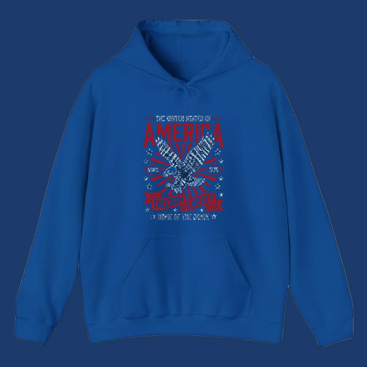 America freedom eagle illustration with patriotic text and elements.
