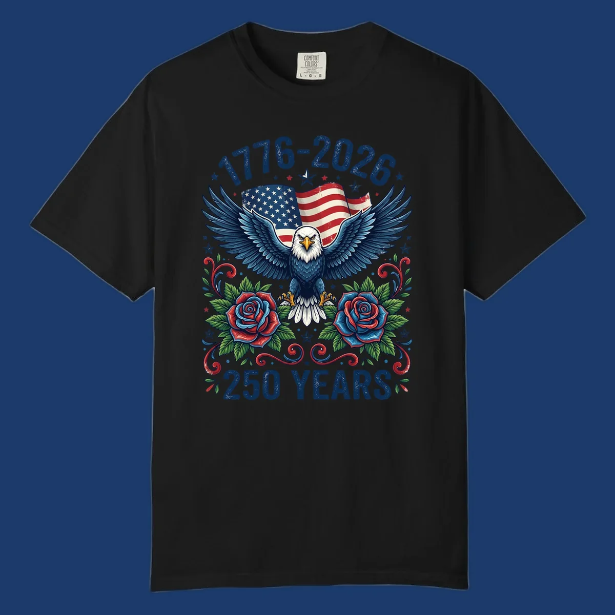 American eagle and flag design celebrating America's 250 years from 1776-2026.