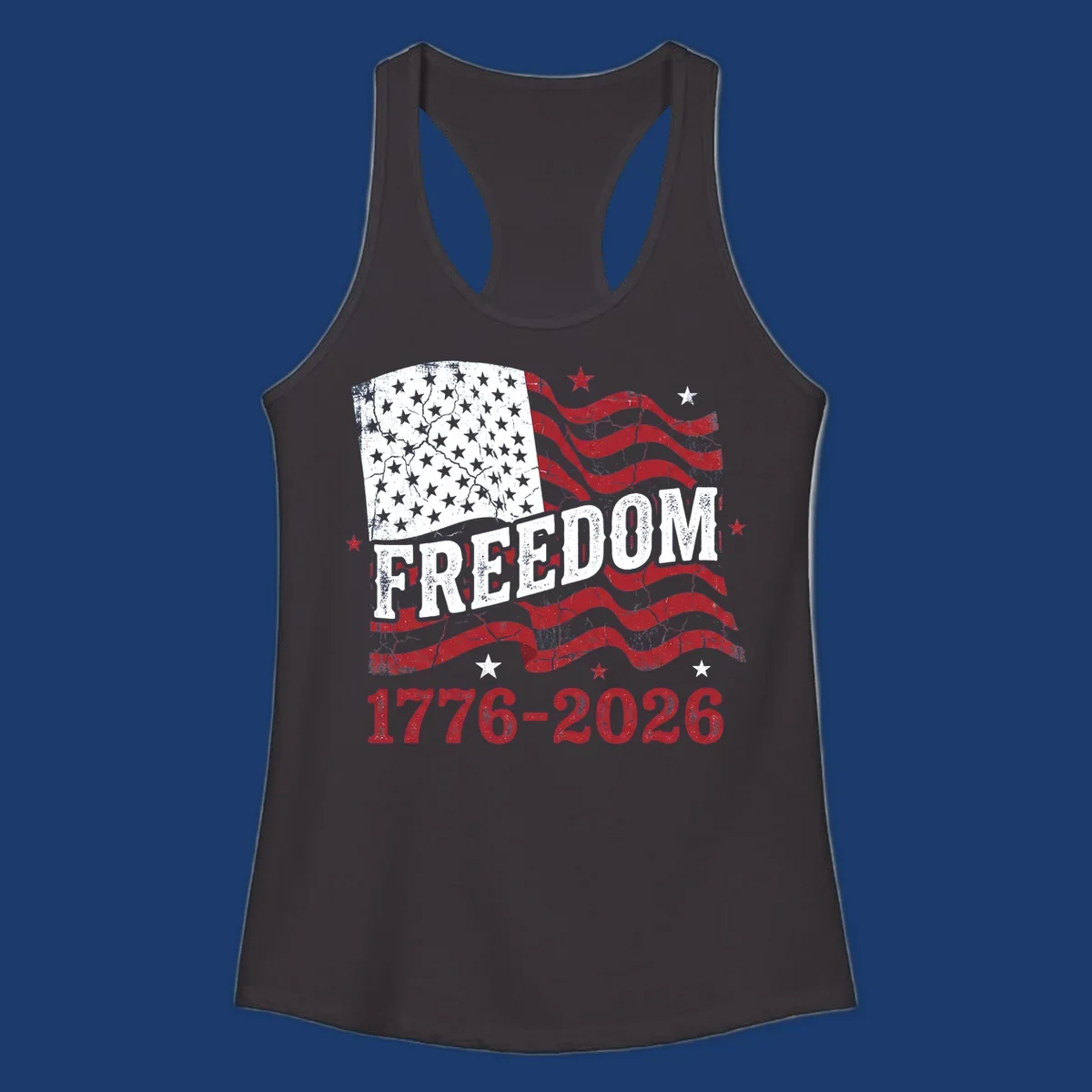 America's 250th freedom celebration design with distressed flag and text 1776-2026.