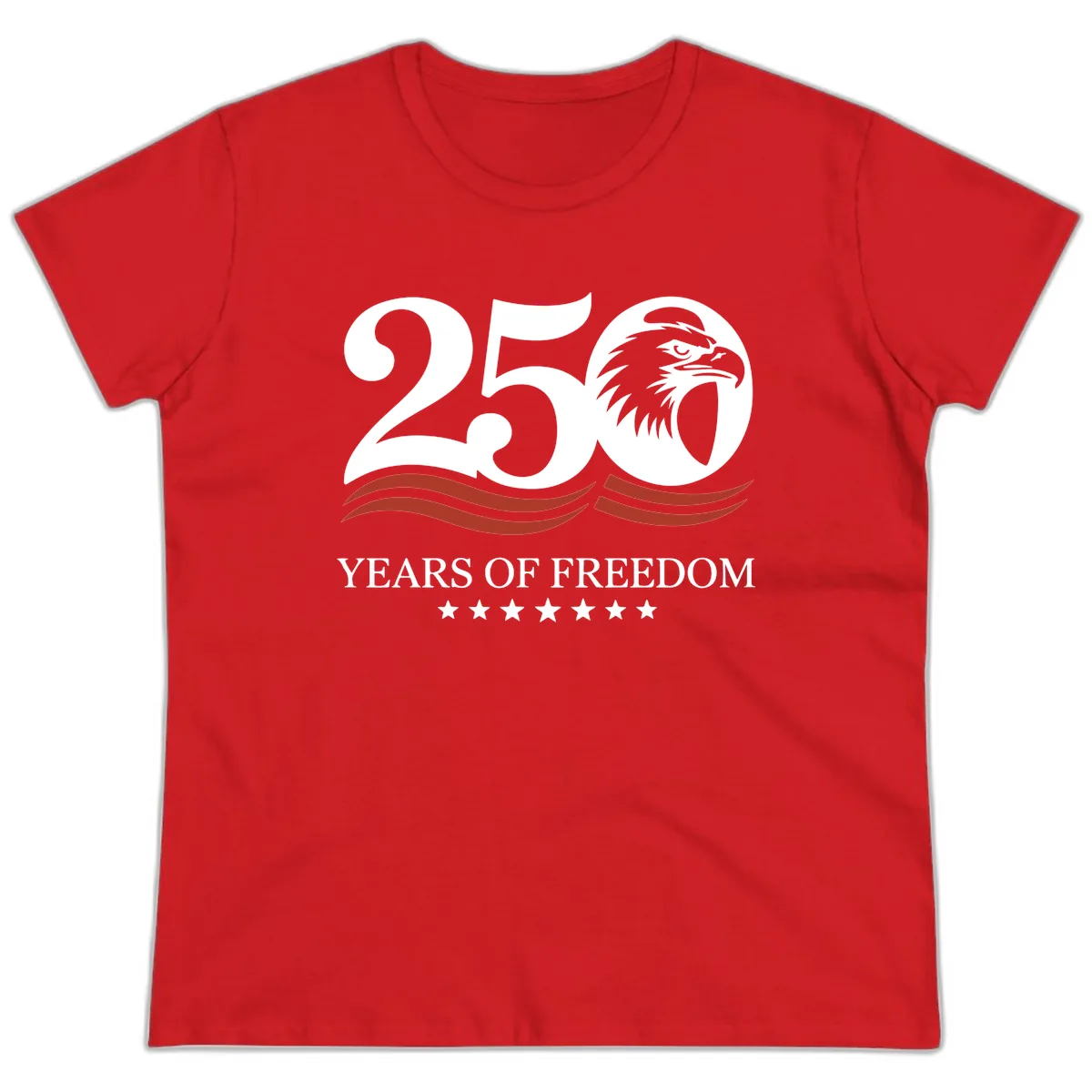 250 Years Of Freedom Celebration Ladies Tee in Red