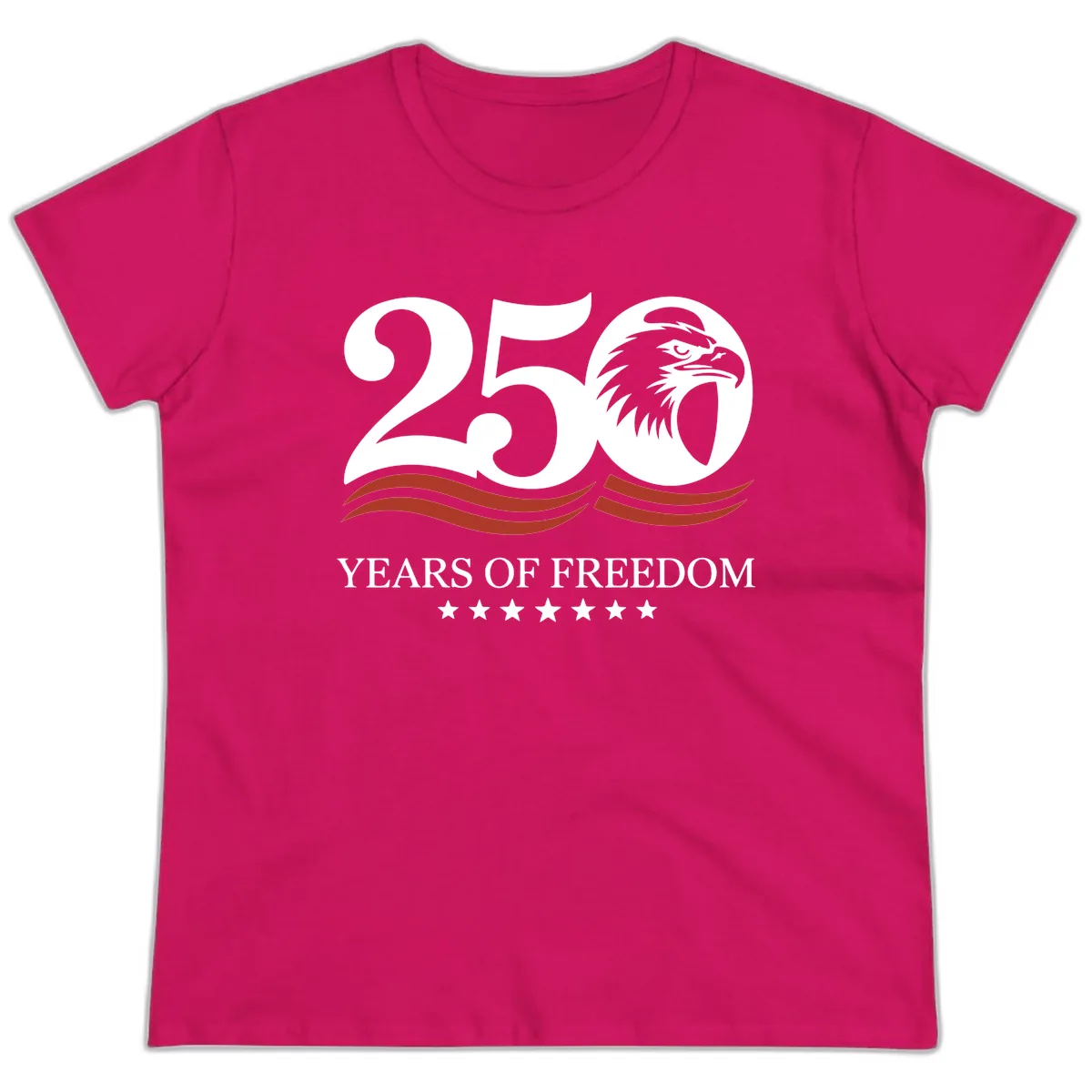 250 Years Of Freedom Celebration Ladies Tee in Heliconia
