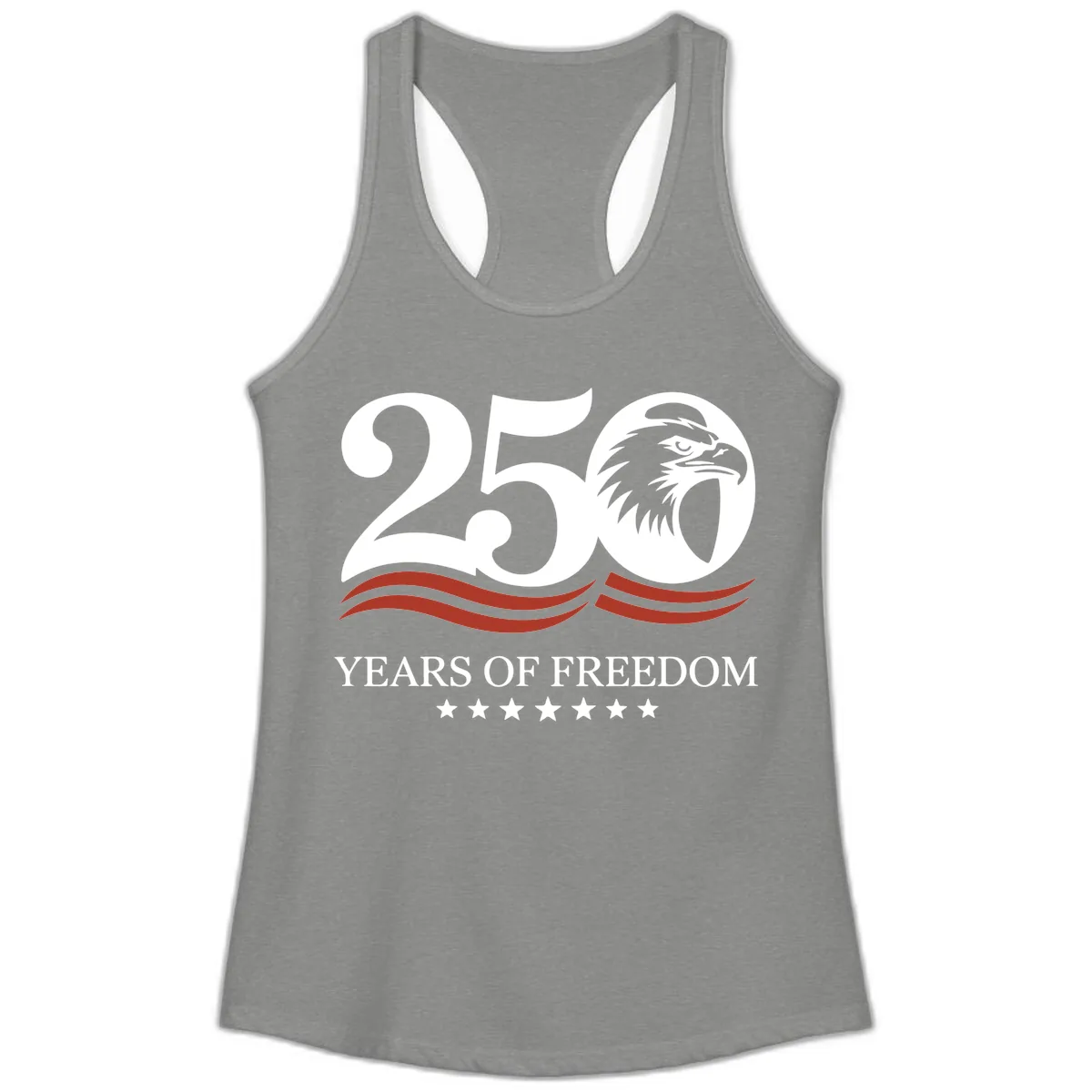 250 Years Of Freedom Celebration Ladies Tank in Heather Grey