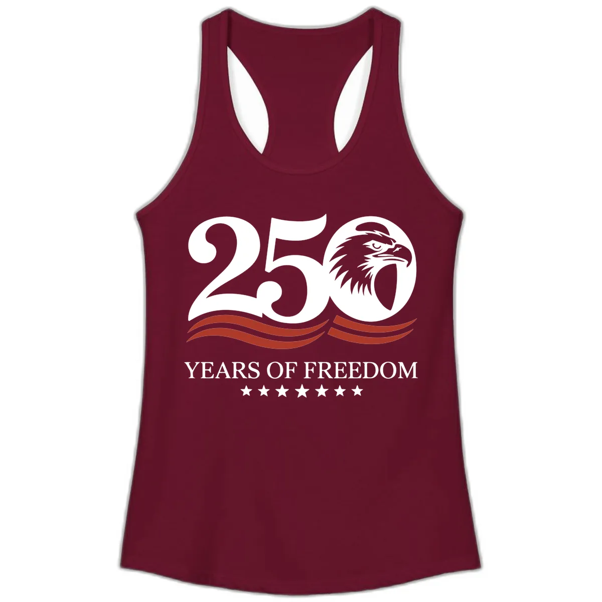 250 Years Of Freedom Celebration Ladies Tank in Solid Cardinal Red