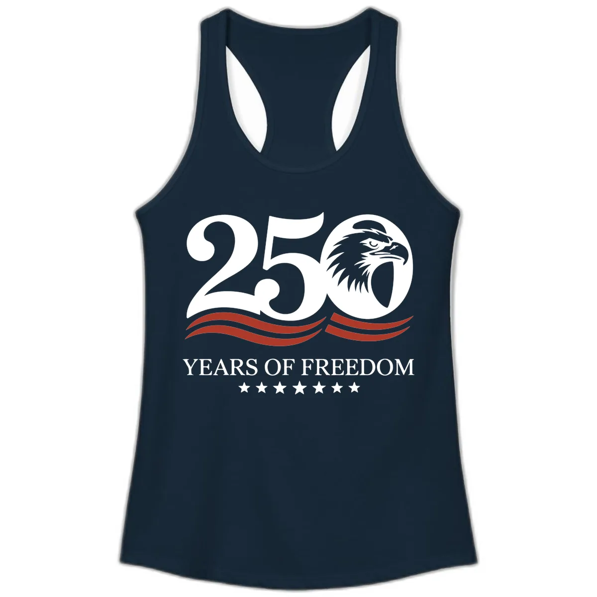 250 Years Of Freedom Celebration Ladies Tank in Solid Midnight Navy