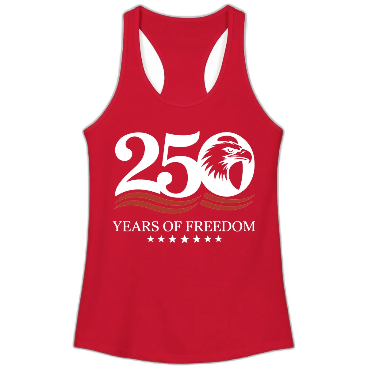 250 Years Of Freedom Celebration Ladies Tank in Solid Red
