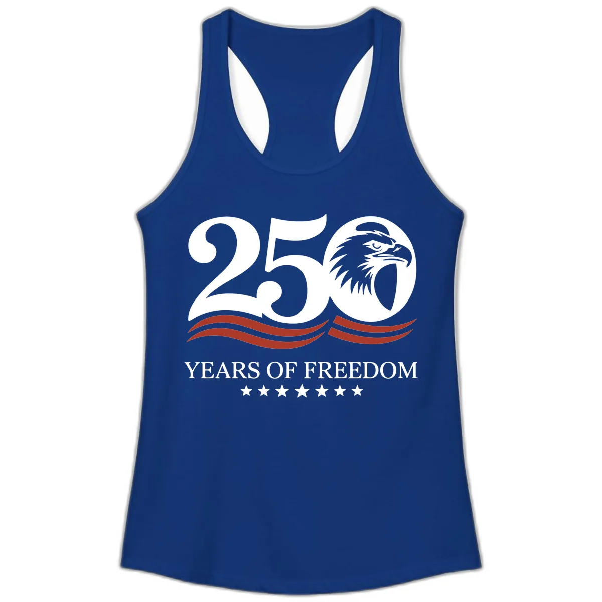 250 Years Of Freedom Celebration Ladies Tank in Solid Royal