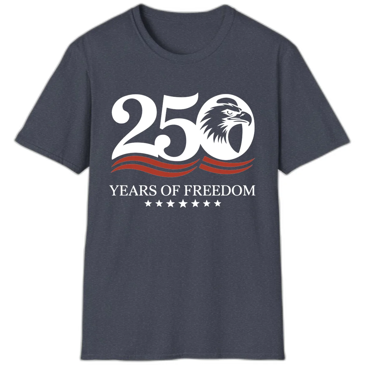 250 Years Of Freedom Celebration T-Shirt in Heather Navy